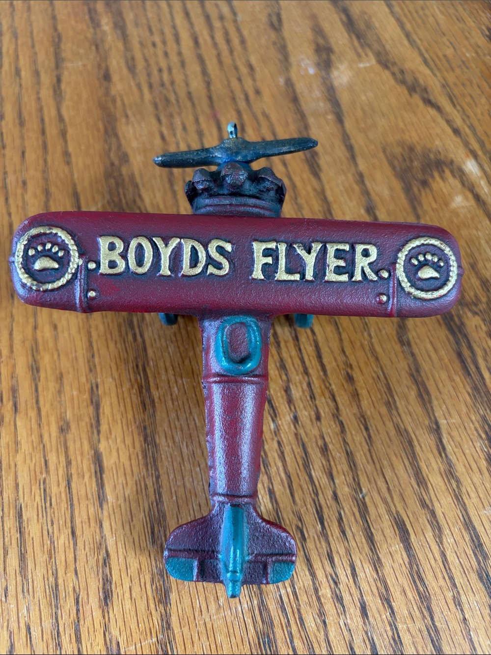 Boyds Flyer Red and Teal Toy Airplane - Decorative Kids Vehicle